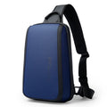 Blue Oxford cloth chest bag with double shoulder straps and soft handle, dimensions 33x21x10cm