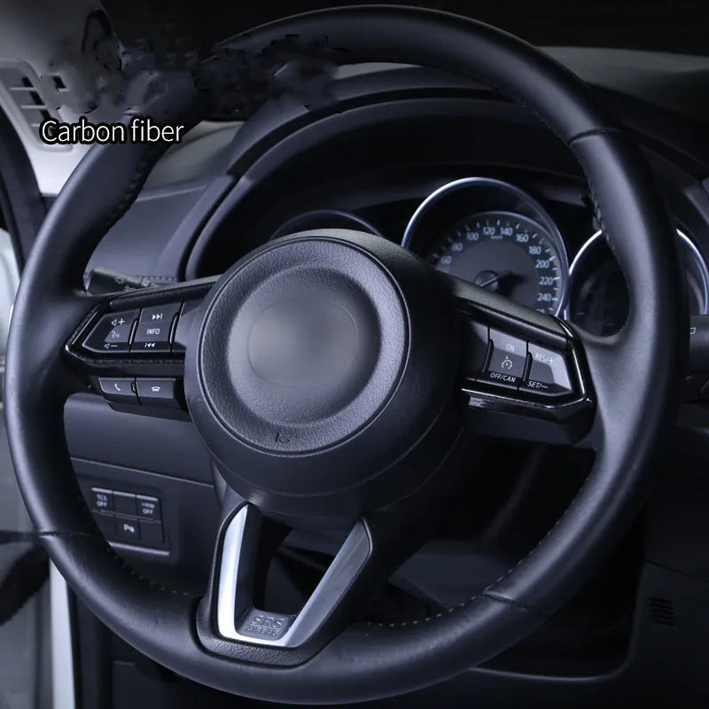 Atz modified vehicle steering wheel decorative sticker set showing aluminum alloy hollow button styles in brushed red, silver, and blue finishes
