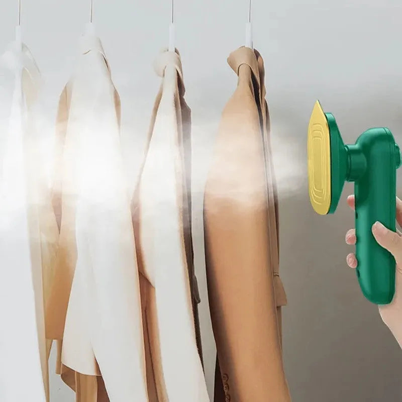 Dark green portable hanging steam iron machine with ceramic panel and compact design.