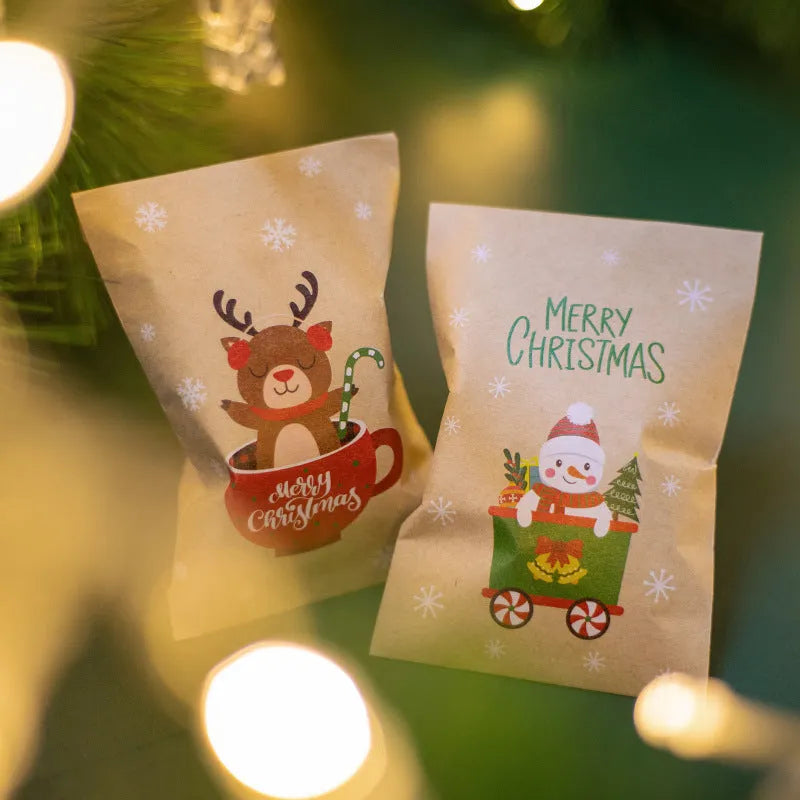 Retro kraft paper mini envelope set 24 pieces with stickers Christmas design 12.5x7.7cm