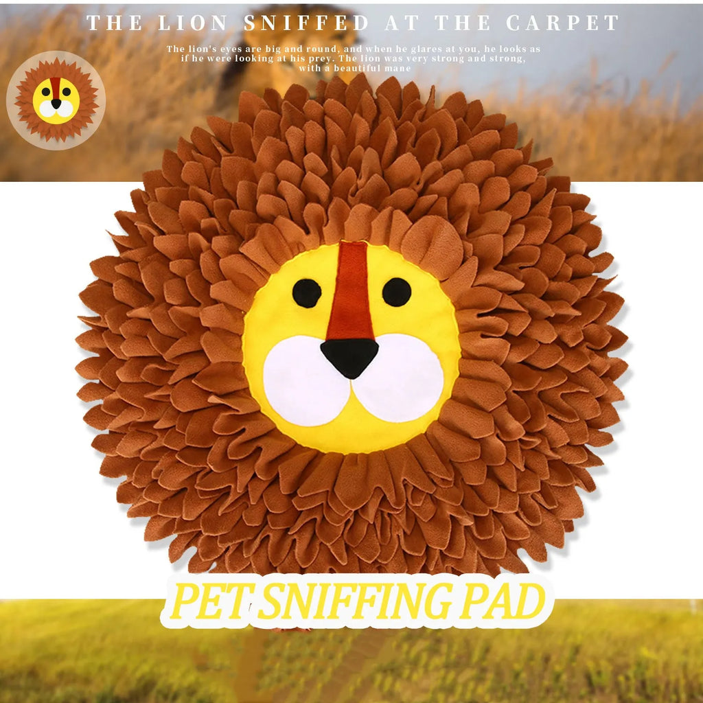 Brown Lion Sniffing Pad blanket for dogs and cats with textured Yizhiwen surface for hiding food.