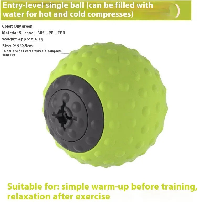 Massage ball for cold and hot compress therapy in caramel mocha and oil fruit green colour options