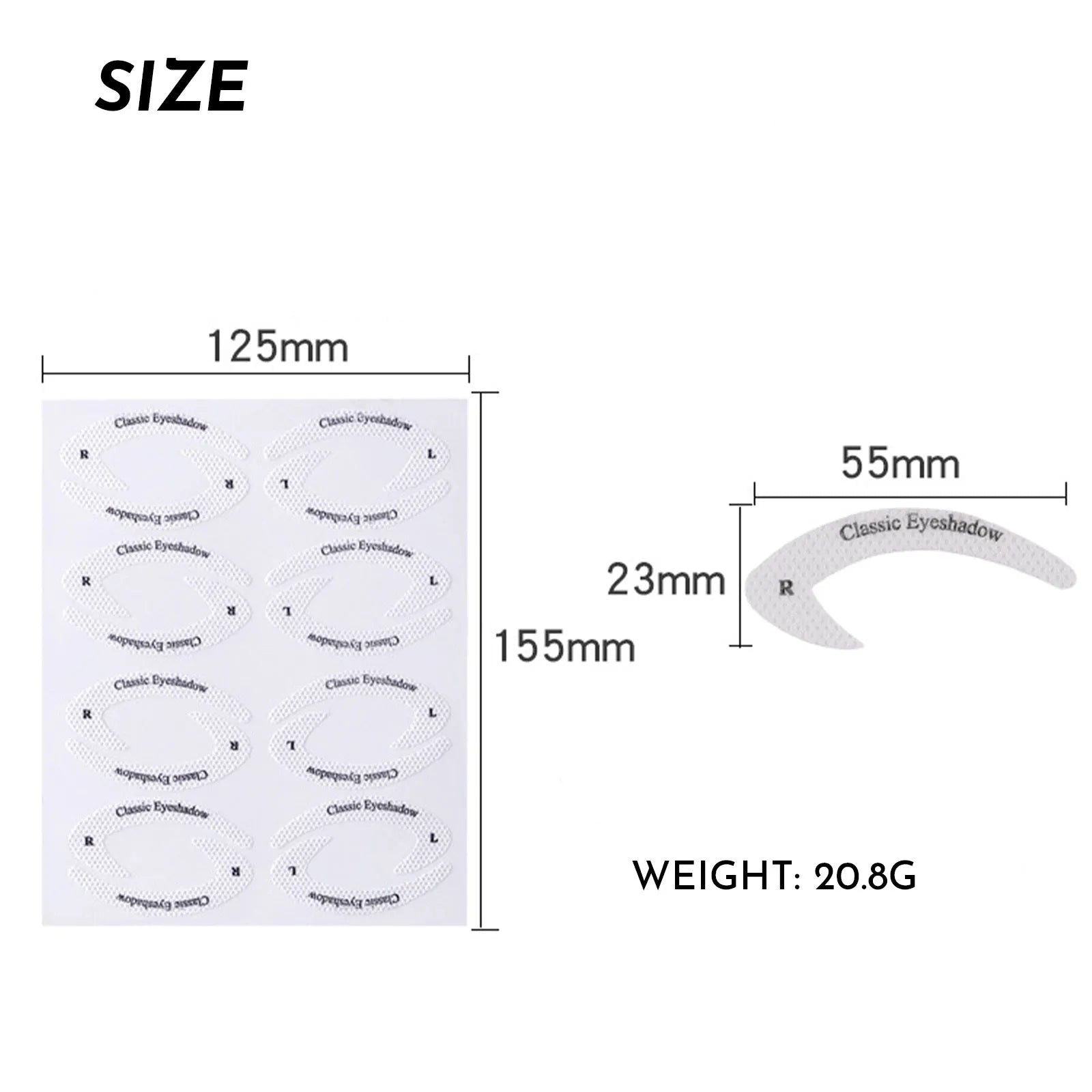 Set of four reusable adhesive eyeliner and eyeshadow makeup template stickers