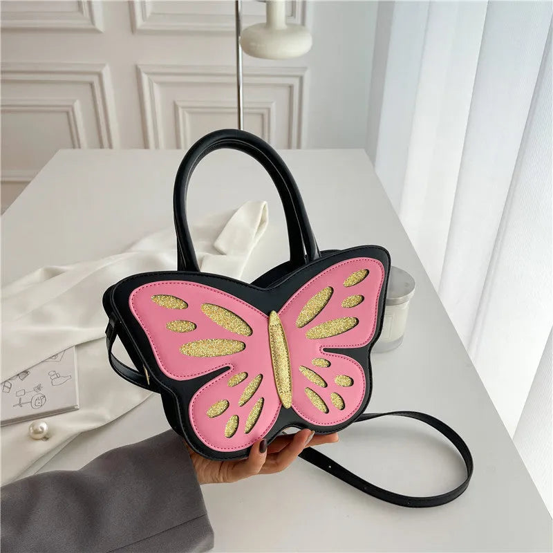 Square crossbody shoulder bag in PU material with contrasting colour details