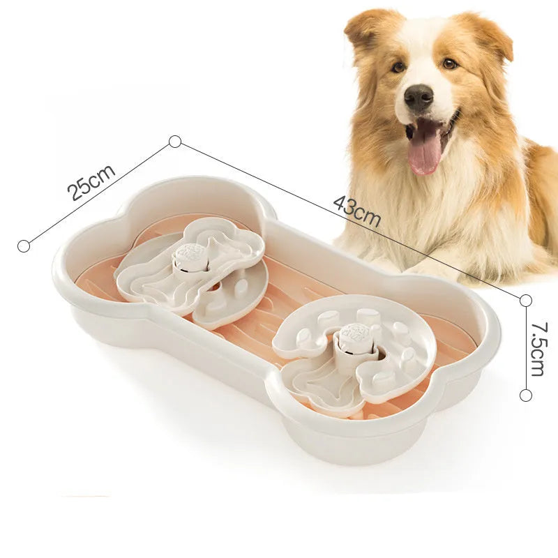 Large green slow feeder dog bowl with three separable puzzle trays for large breed dogs.