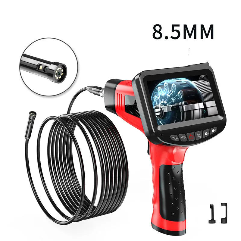 8.5mm dual-lens endoscope camera with hard wire and flexible snake pipeline cable options