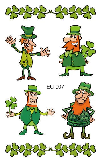 Irish festival flag tattoo sticker paper with clover design measuring 120x75mm for children's face decoration