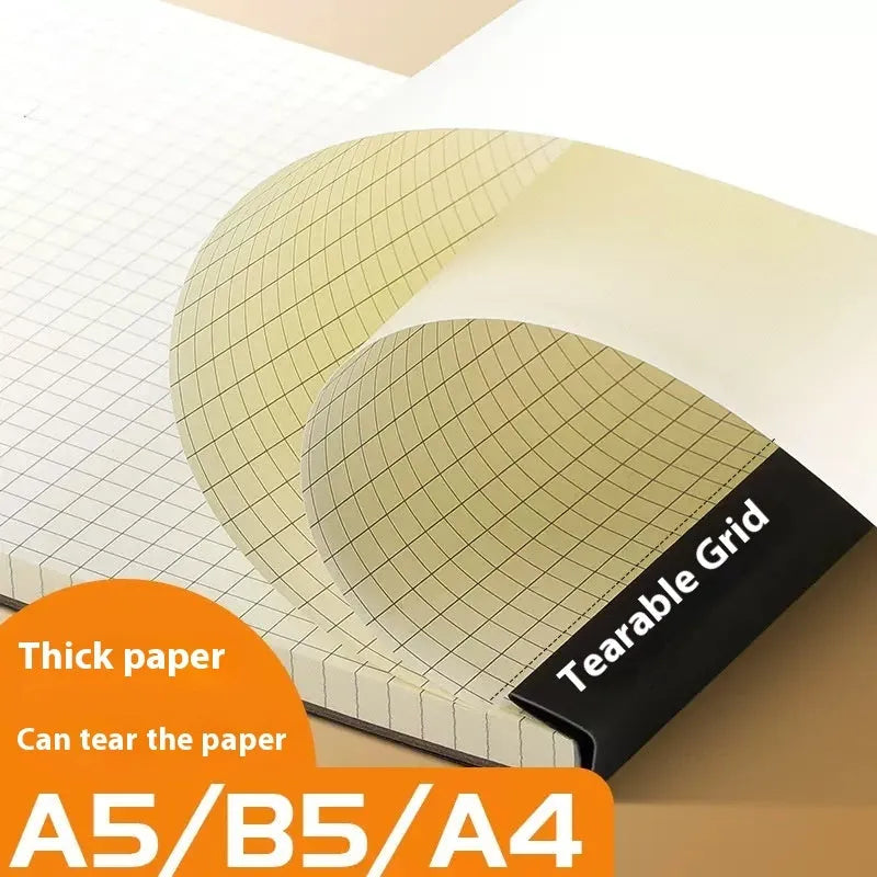 A5, B5, and A4 writing pads with 80 sheets, available in blank, grid, or horizontal line rulings.