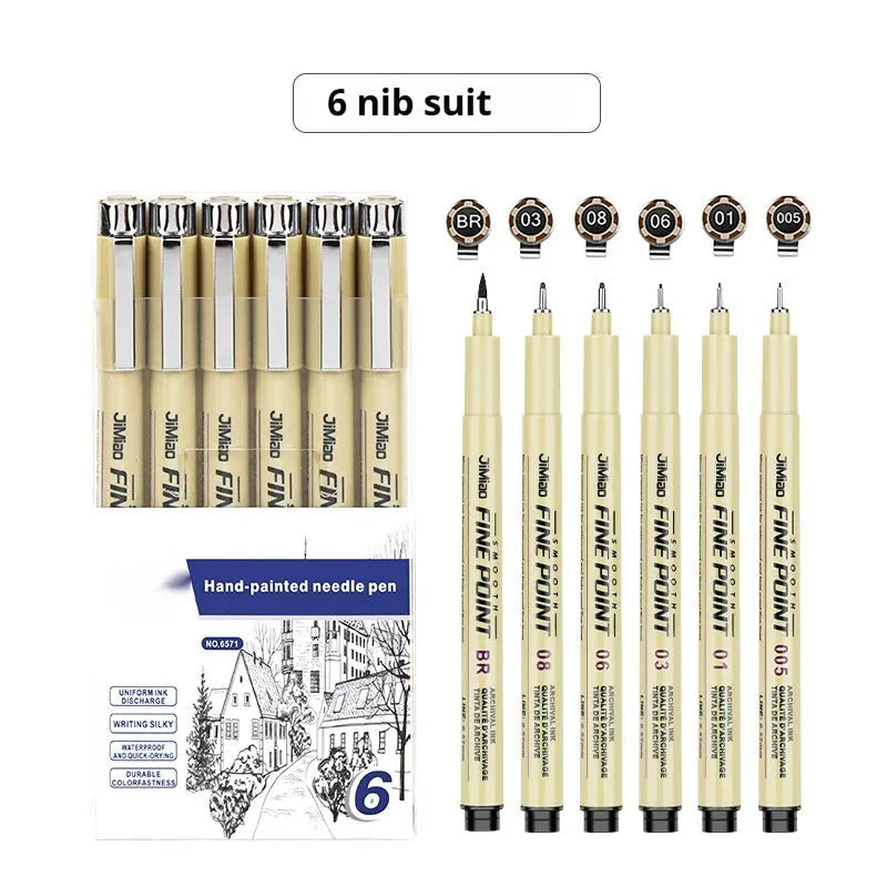 Needle pen with cartoon syringe design showing 133mm black plastic body for drawing and writing