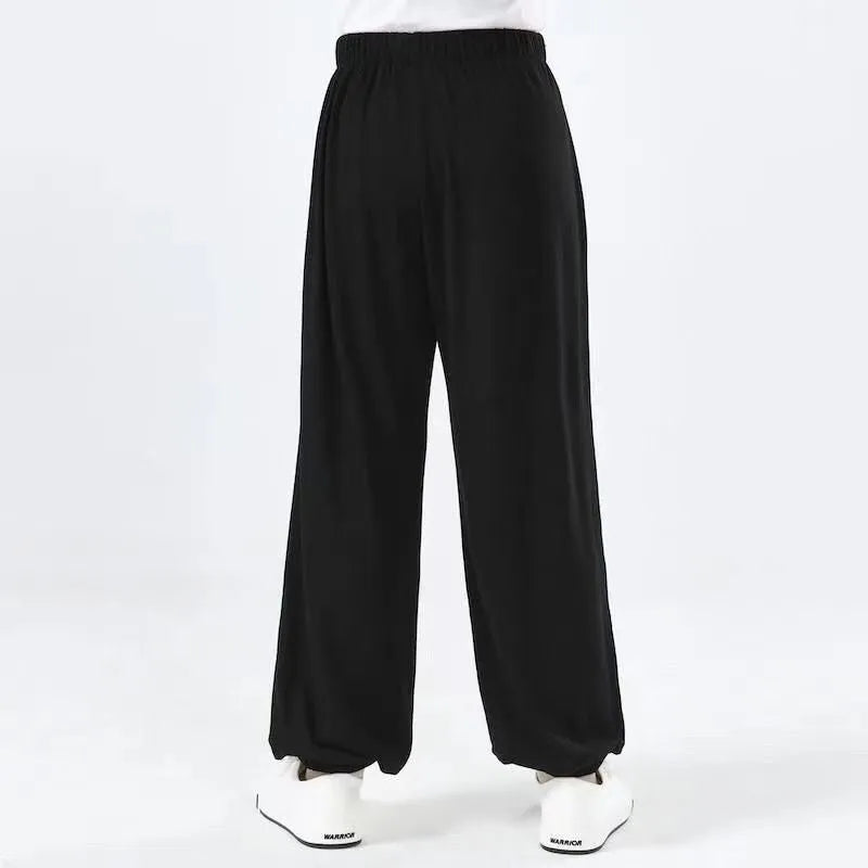 Children's black high elasticity practice trousers for Sanda martial arts training