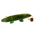 Green plush alligator cat toy with catnip and peppermint scent for dental care