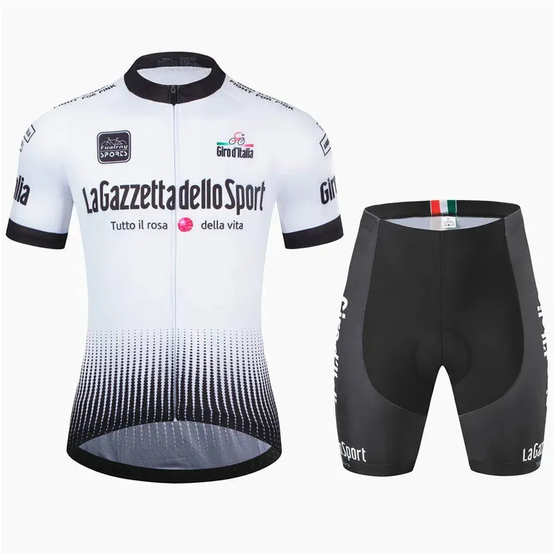 Men's patterned cycling suit with short sleeves for road biking in summer