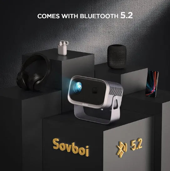 4K Android smart projector with portable design for home cinema and mobile phone screen mirroring