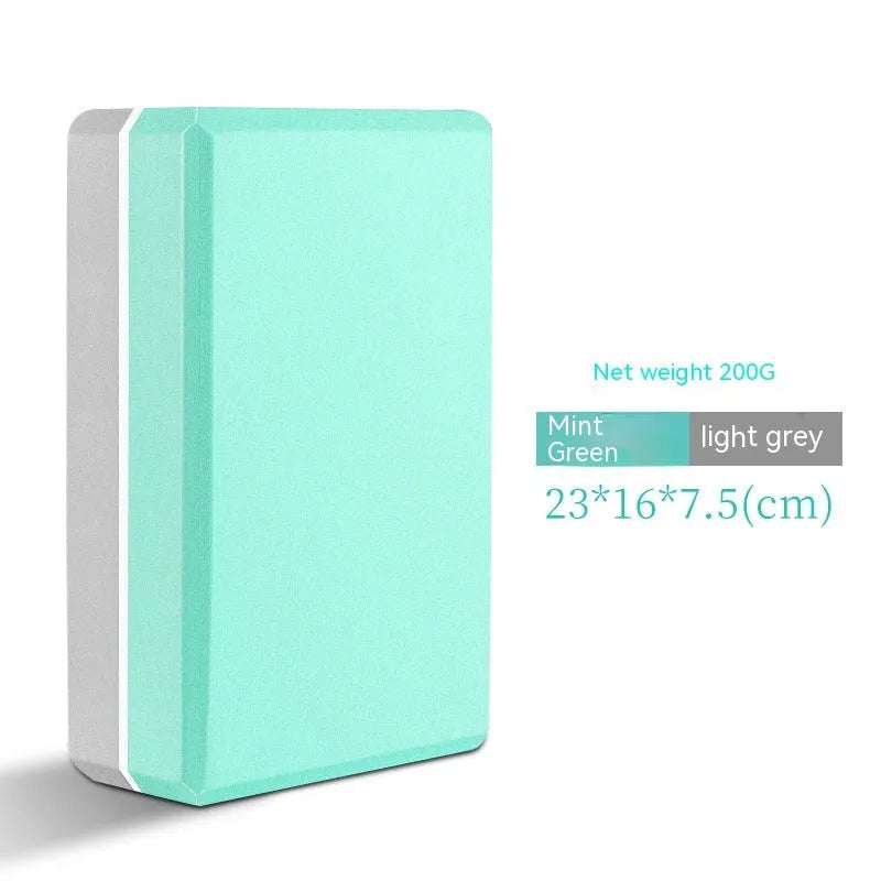 High-density EVA yoga block in a selection of solid colours and printed designs.