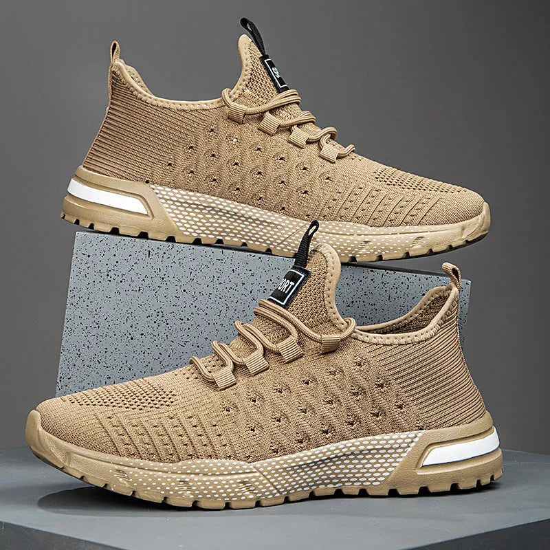 Men's mesh casual shoes in Army Green colour showing simple solid design