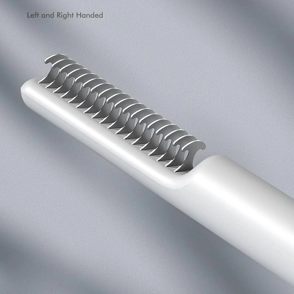 Stainless steel pet dematting comb with ergonomic handle for removing knots from dog coats