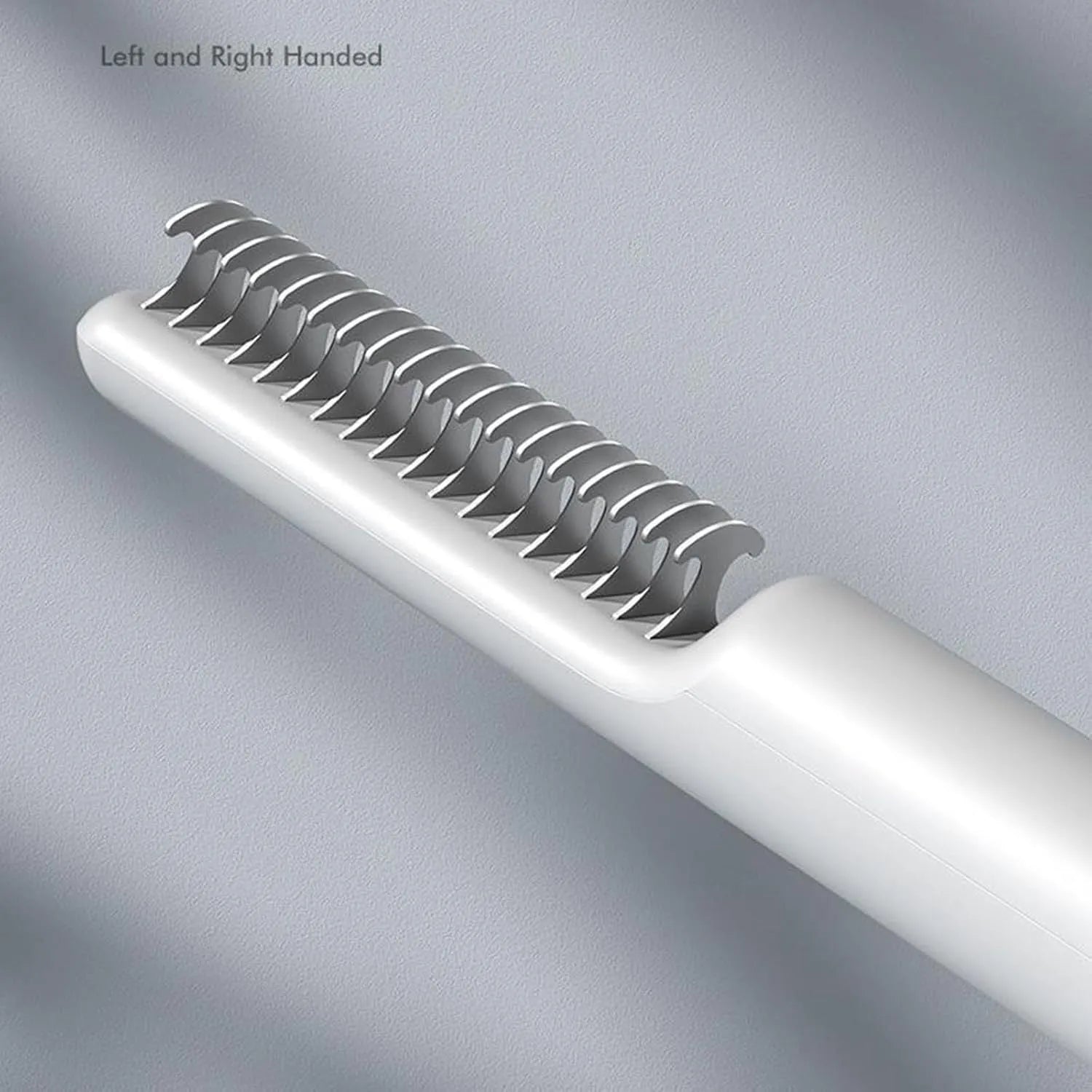 Stainless steel pet dematting comb with ergonomic handle for removing knots from dog coats