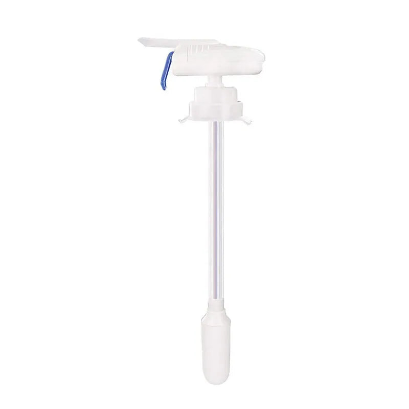 Electric milk and juice pumping device with long straw and blue press handle on colour box