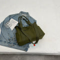 Women's canvas-style polyester shoulder bag with sandwich pocket and phone compartment in solid colour