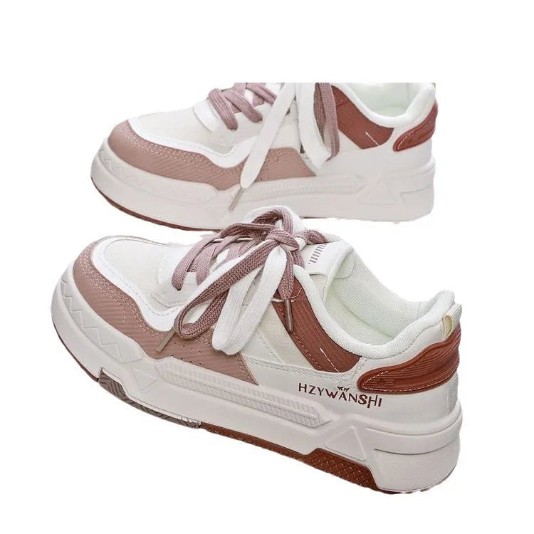 Children's beige board shoes with thick rubber sole, lace-up front, and cross shoulder straps