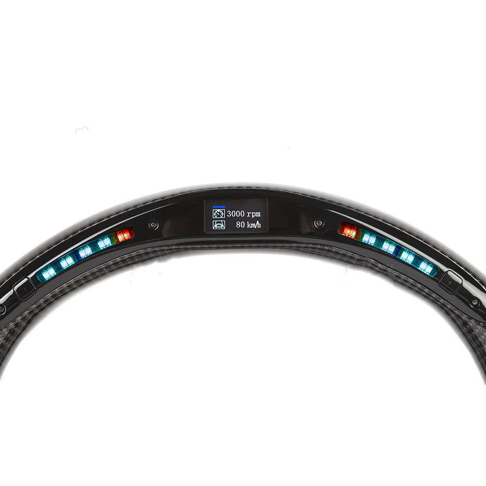 Black carbon fibre sports steering wheel with LED display for BMW X3 X5
