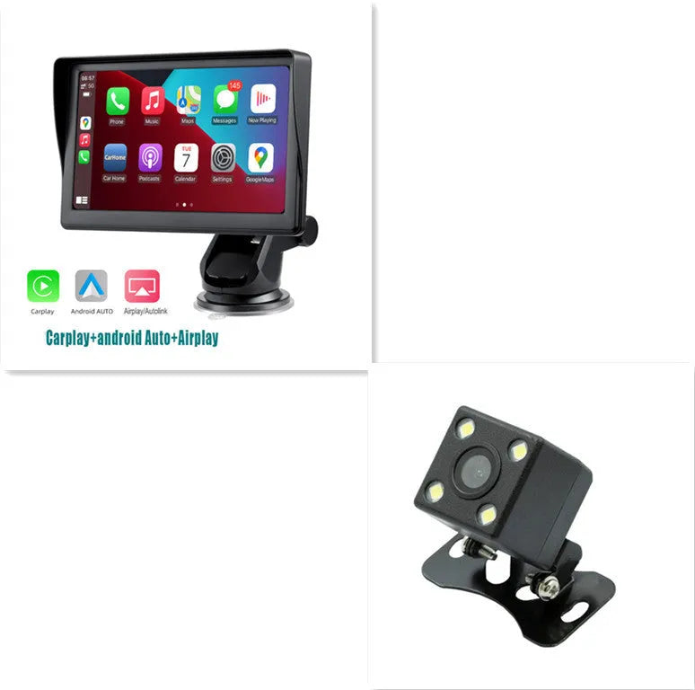 7 inch portable car smart screen with wireless CarPlay on retractable bracket for universal vehicle installation