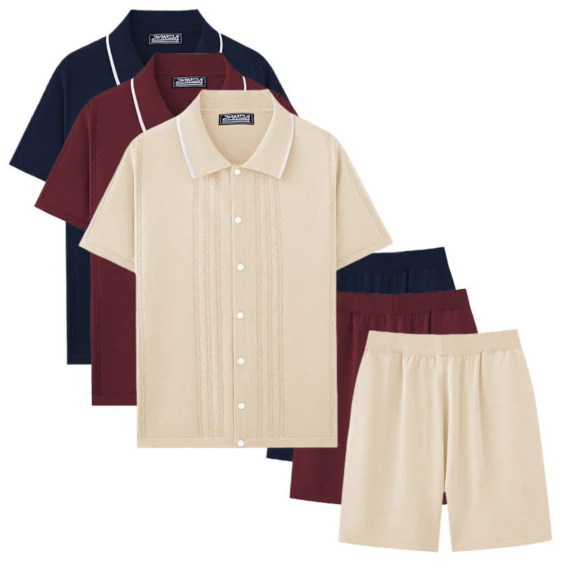 Business casual Tencel two-piece set with short sleeve top and matching shorts in multiple colour options