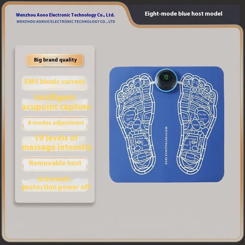 Rechargeable reflexology foot massager mat with USB charging cable and foot pad