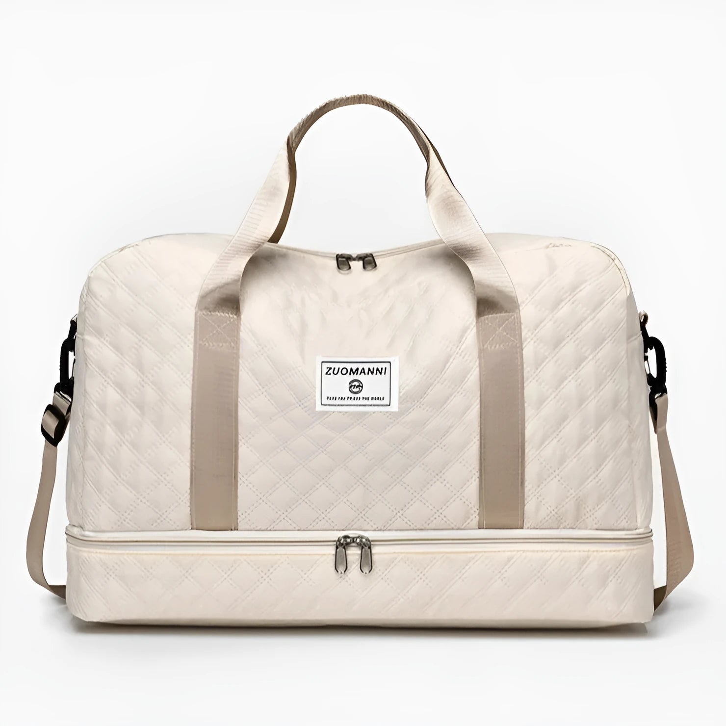 Large Oxford cloth leisure travel bag in a solid colour with sewing thread detail, shown in a 36-55L capacity size.