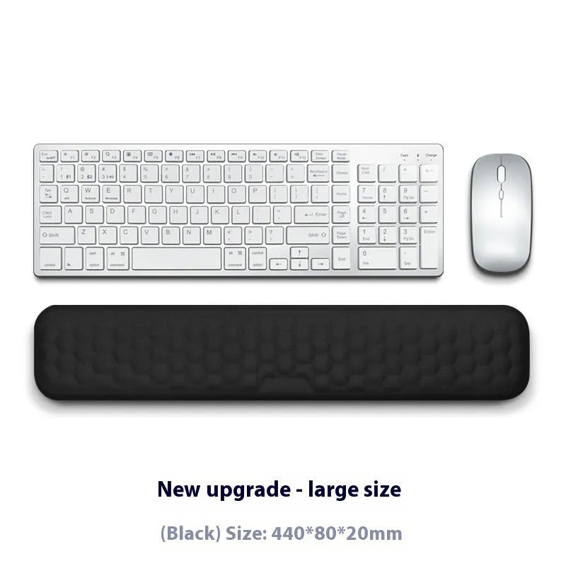 Memory cotton wrist pad for computer use in black or grey with cloth or leather options