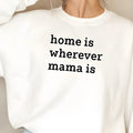 Women's long sleeve crewneck sweatshirt in white with stripes and advertising logo, cotton blend, regular thickness