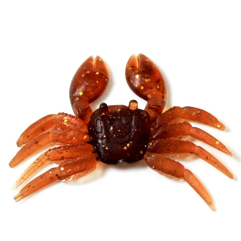 PVC crab fishing lure in brown and red colour options measuring 8cm for bottom-feeding fish
