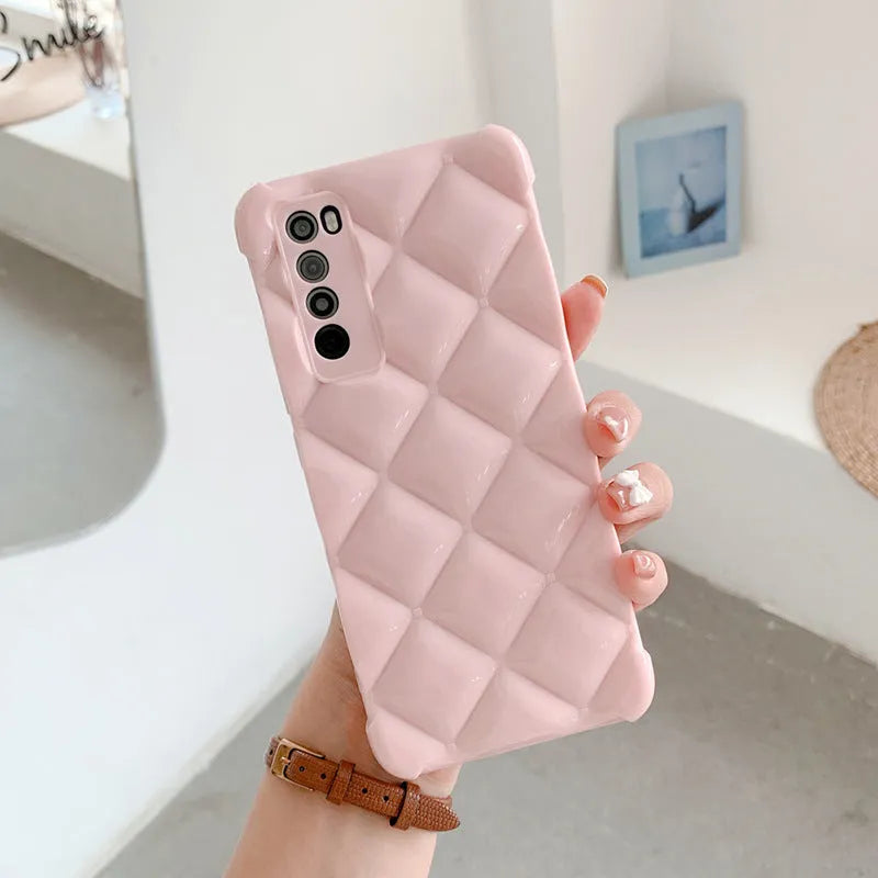 Silicone phone case for Huawei P30, P40, Mate40, and Nova9 models in black, green, pink, or white.