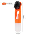 Orange portable plastic press fluid brush for shoe cleaning and decontamination