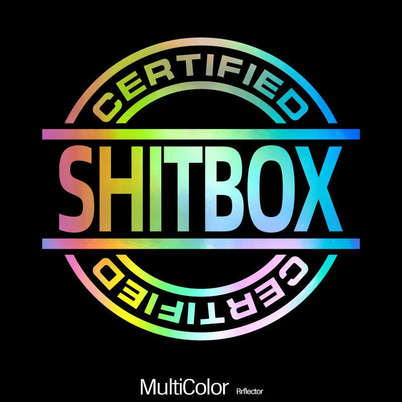 Creative vinyl car body sticker in multiple colours showing 13cm by 12cm dimensions.