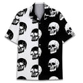 Men's summer shirt with Cuban collar and Hawaiian print pattern in colour C66SA93CLL
