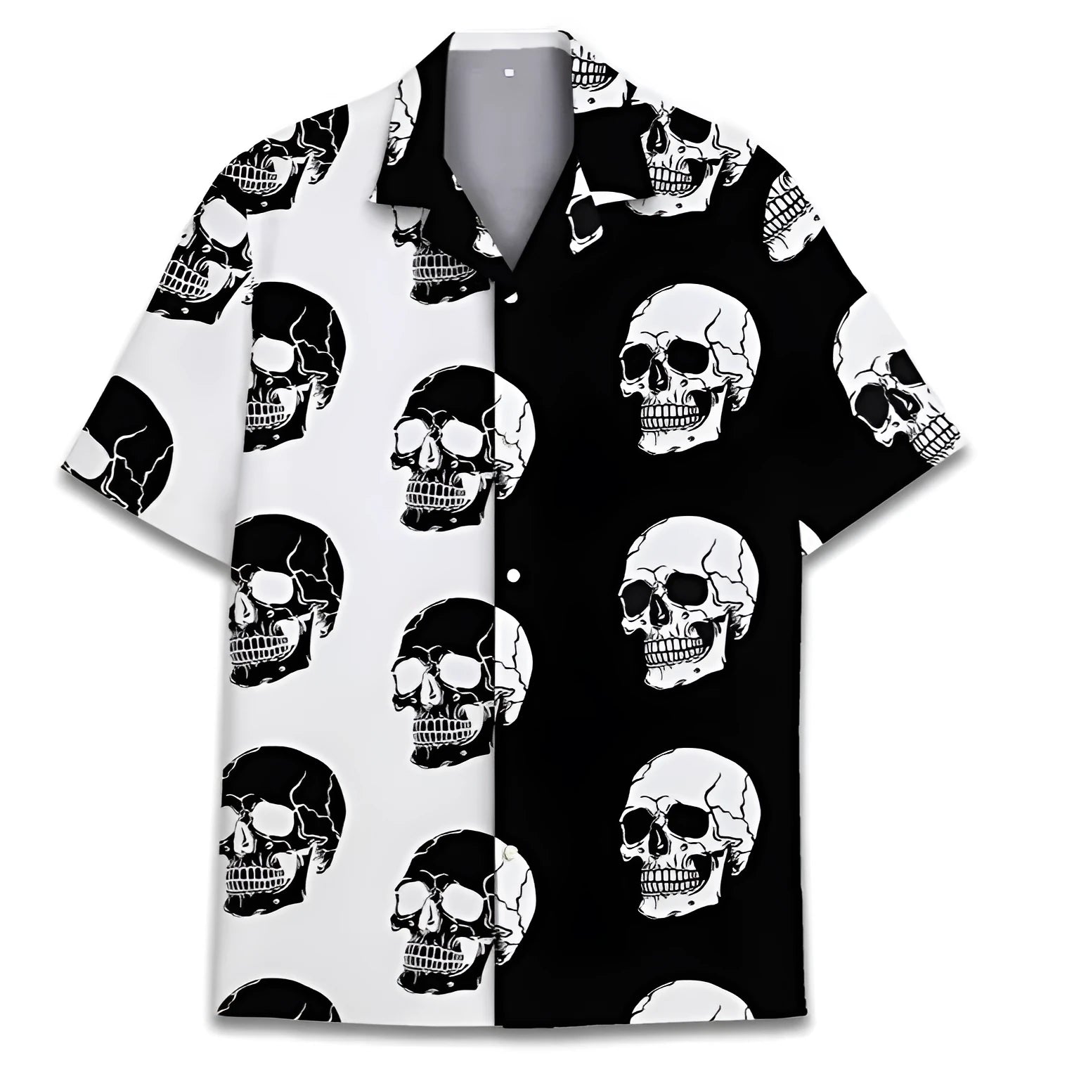 Men's summer shirt with Cuban collar and Hawaiian print pattern in colour C66SA93CLL