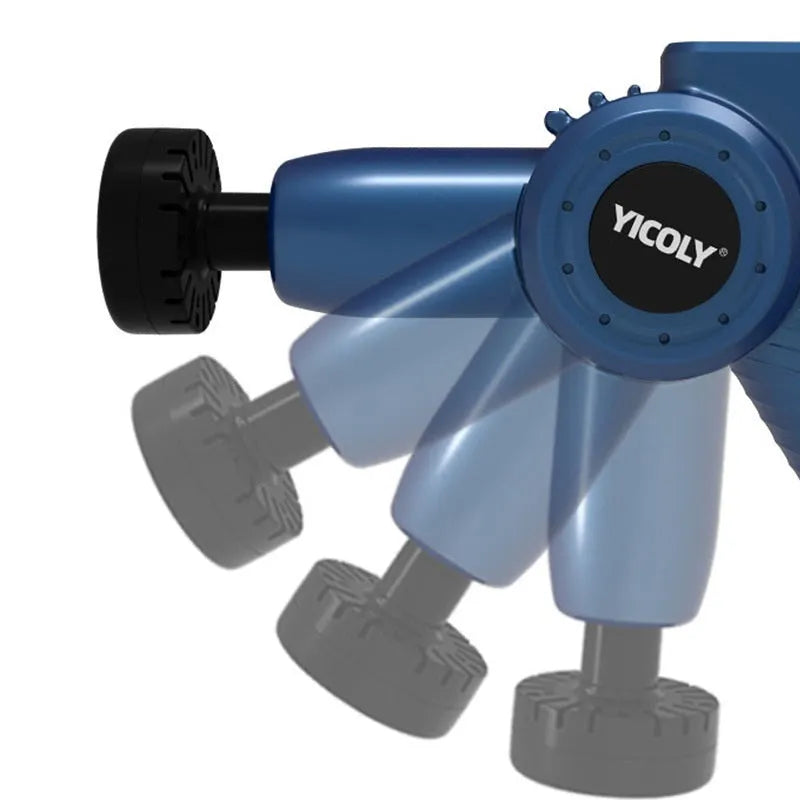 Black smart muscle massage gun with hot and ice compress functions and five attachment heads