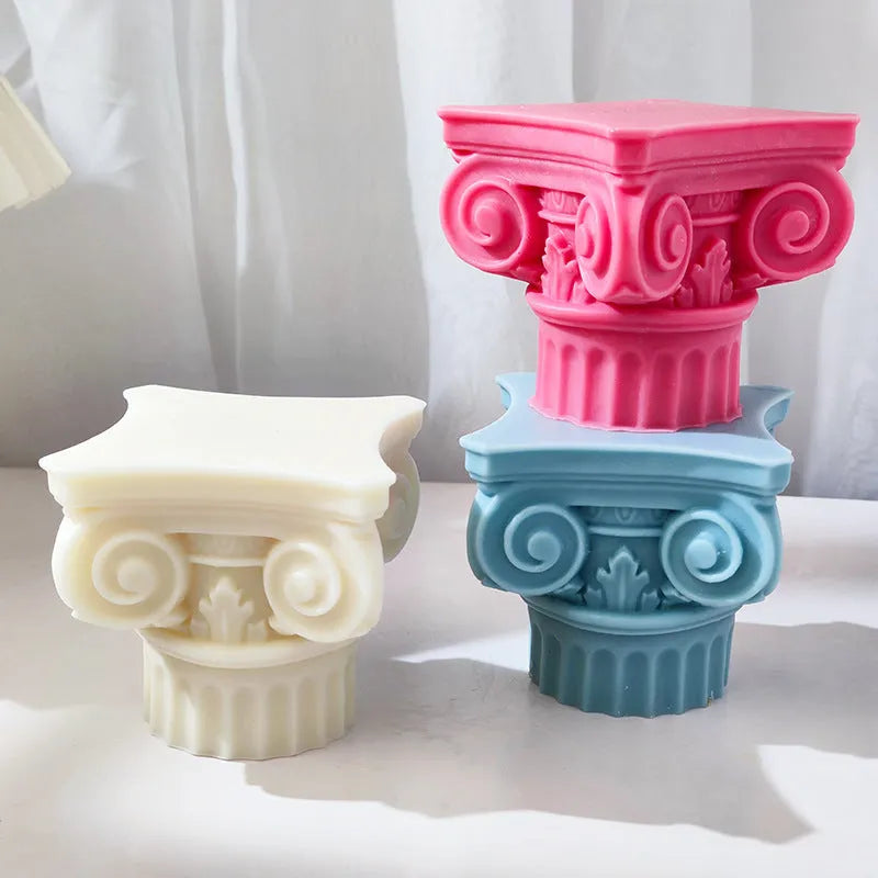 Silicone Roman pillar craft mold for making candles, chocolate, soap and plaster decorations.