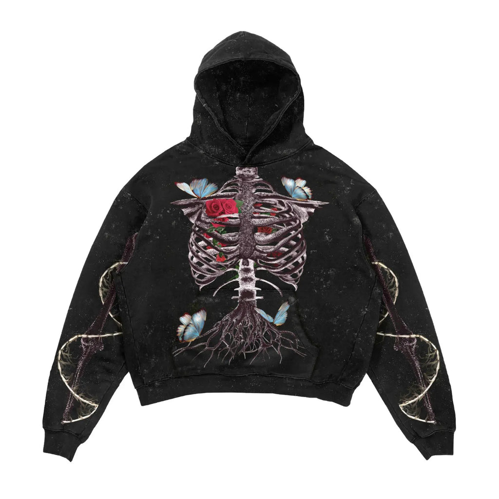 3D printed Halloween hoodie for men women black polyester slim fit round neck with patch bag