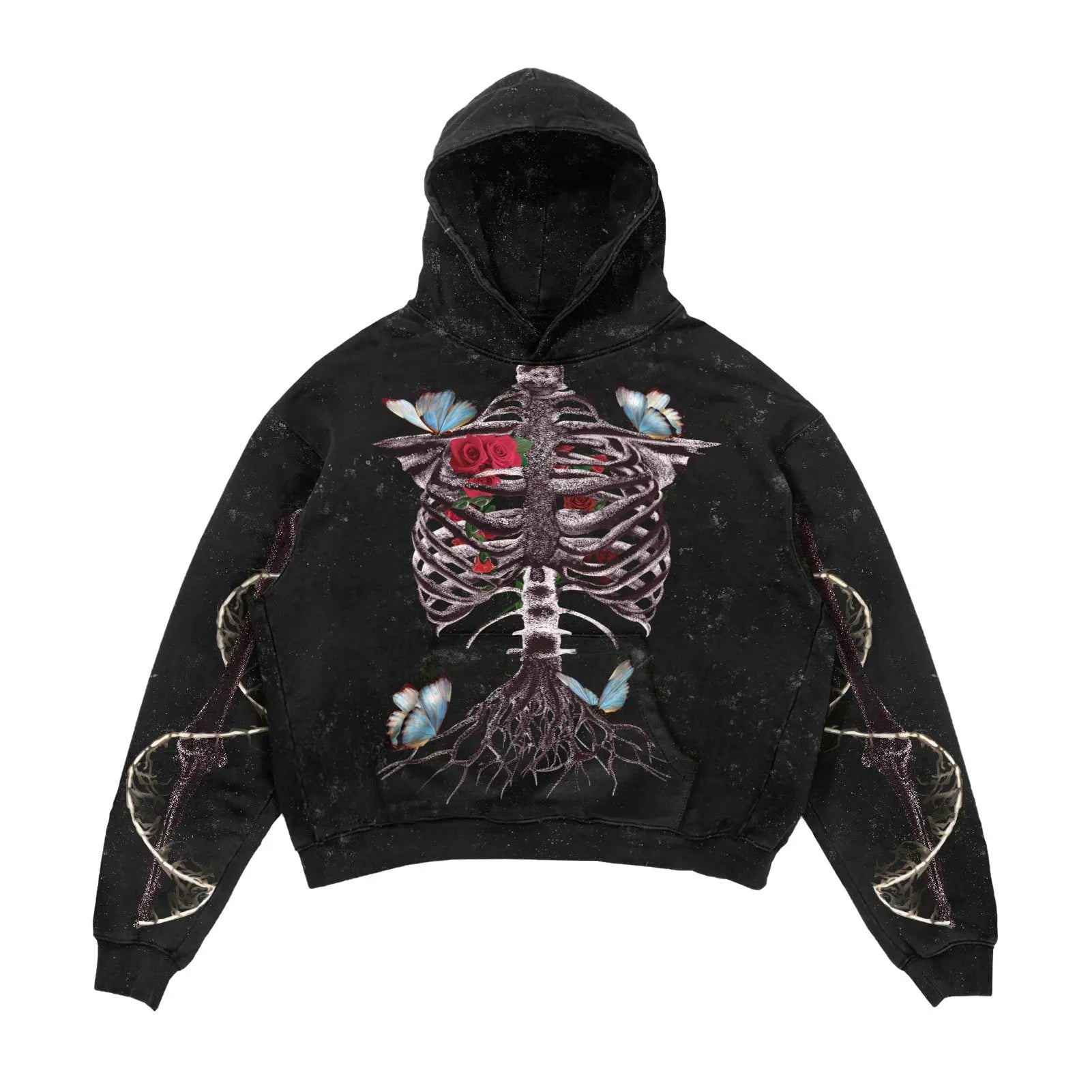 3D printed Halloween hoodie for men women black polyester slim fit round neck with patch bag