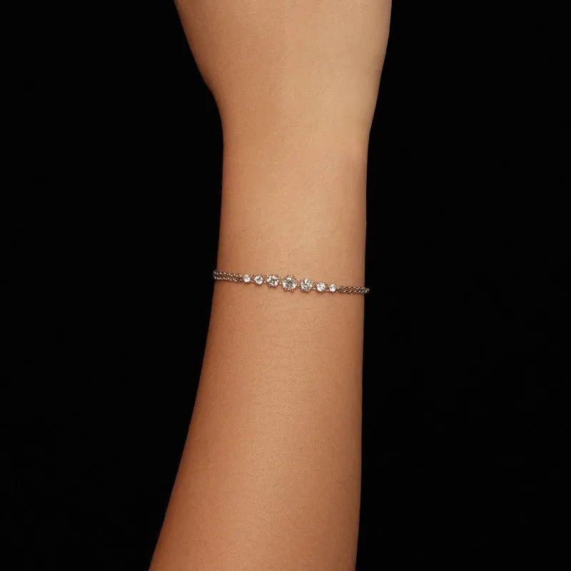 S925 sterling silver double-layer geometric bracelet with electroplating, 925 silver purity, women's jewellery