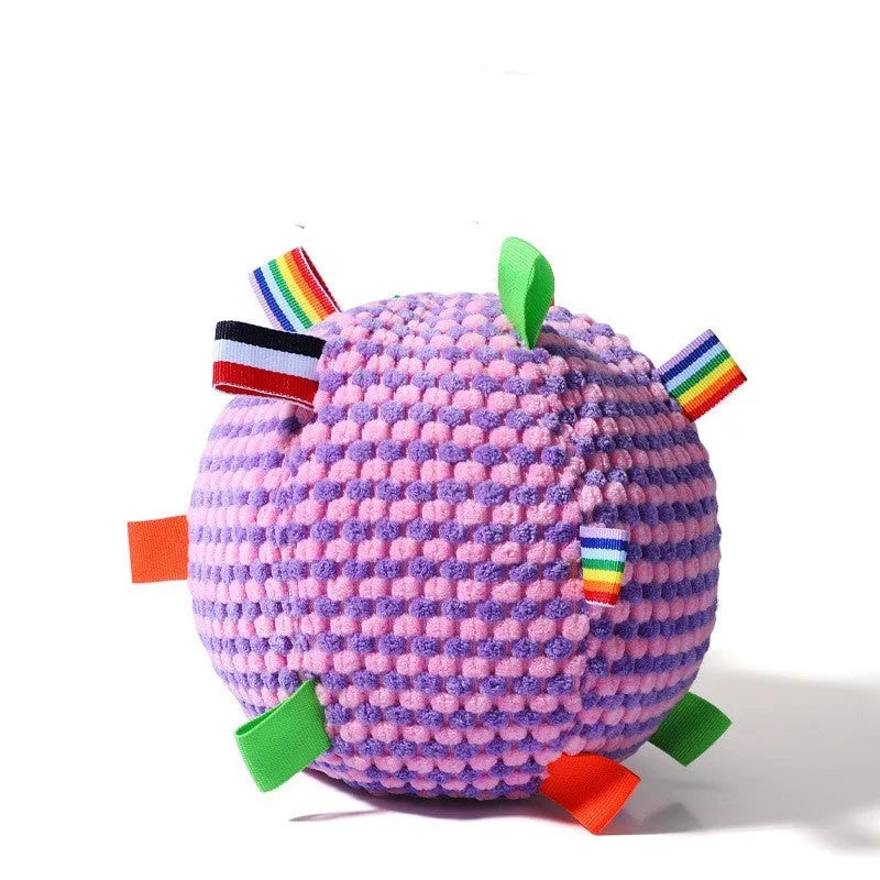 Blue pineapple lattice texture dog ball toy with vented holes, 17cm diameter