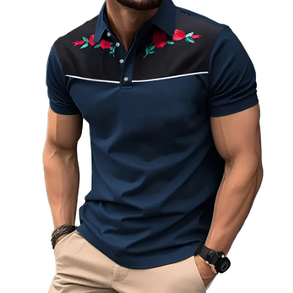 Men's summer polo shirt with zipper decorations in mesh fabric