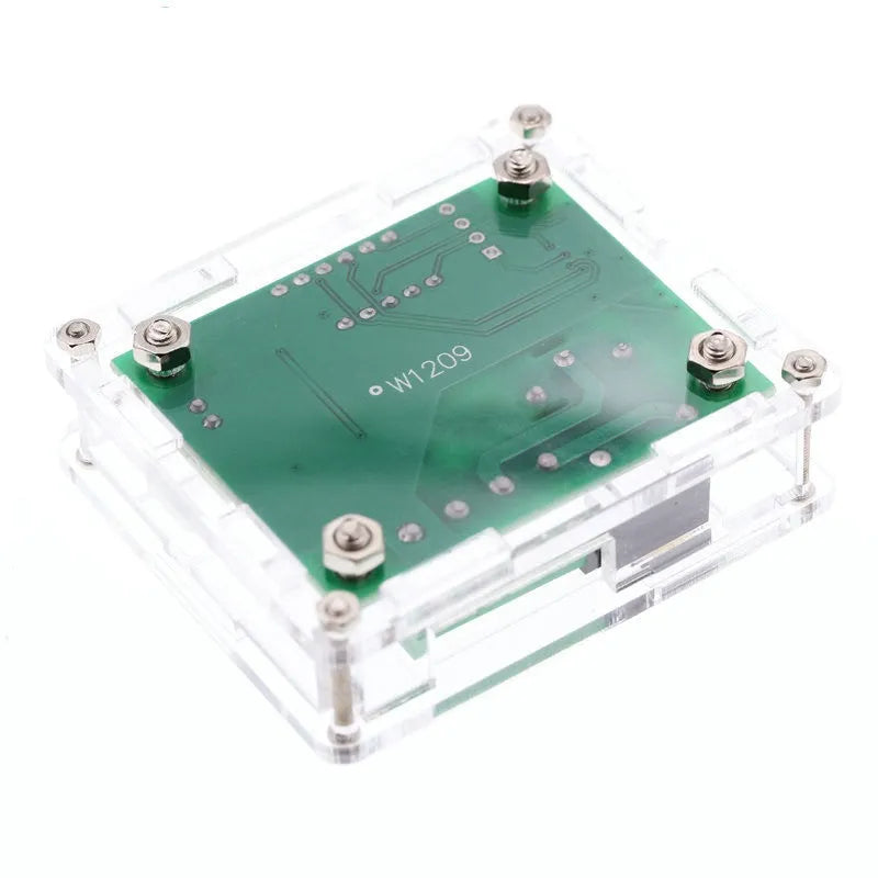 W1209 digital thermostat with acrylic shell and blue light display for temperature regulation