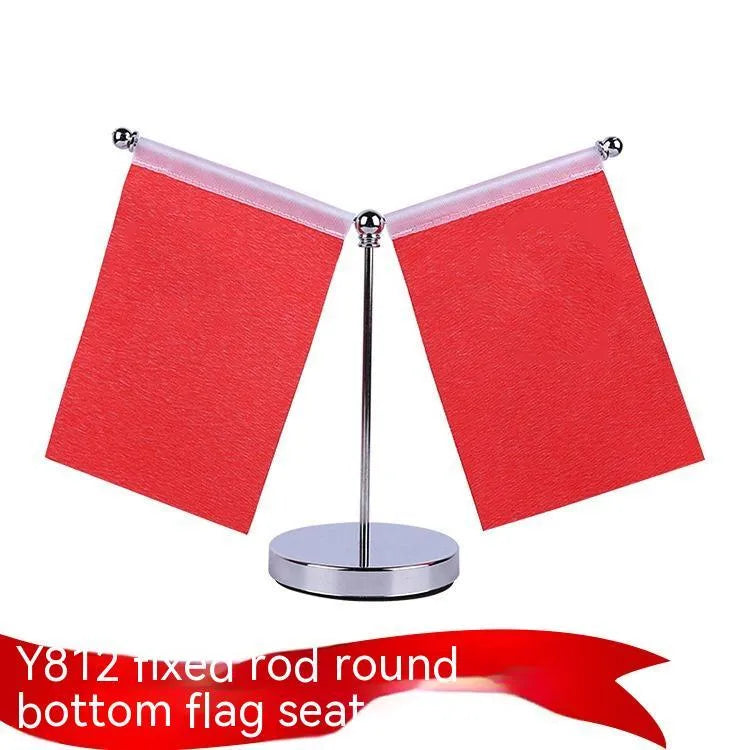 Red polyester flag on telescopic metal rod car dashboard decoration with multiple stand style options
