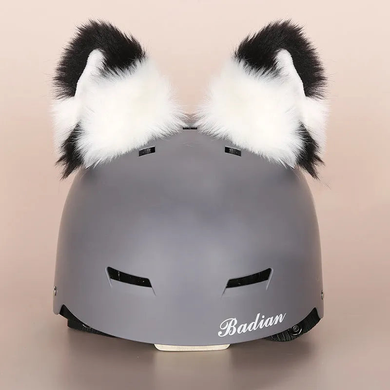 Soft plush decorative ski helmet cap in a cartoon style, a prop for costumes and decor.