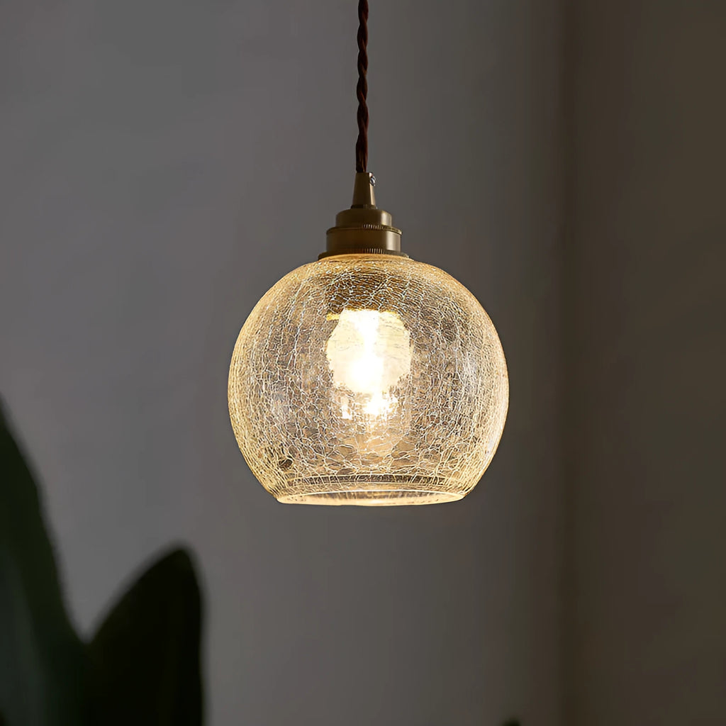 Compact brass-finished copper and glass ball chandelier ceiling light with three colour temperature options.