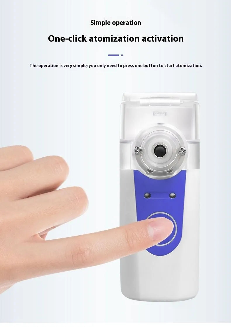 White plastic handheld nebuliser spray machine with USB charging port and single mist outlet
