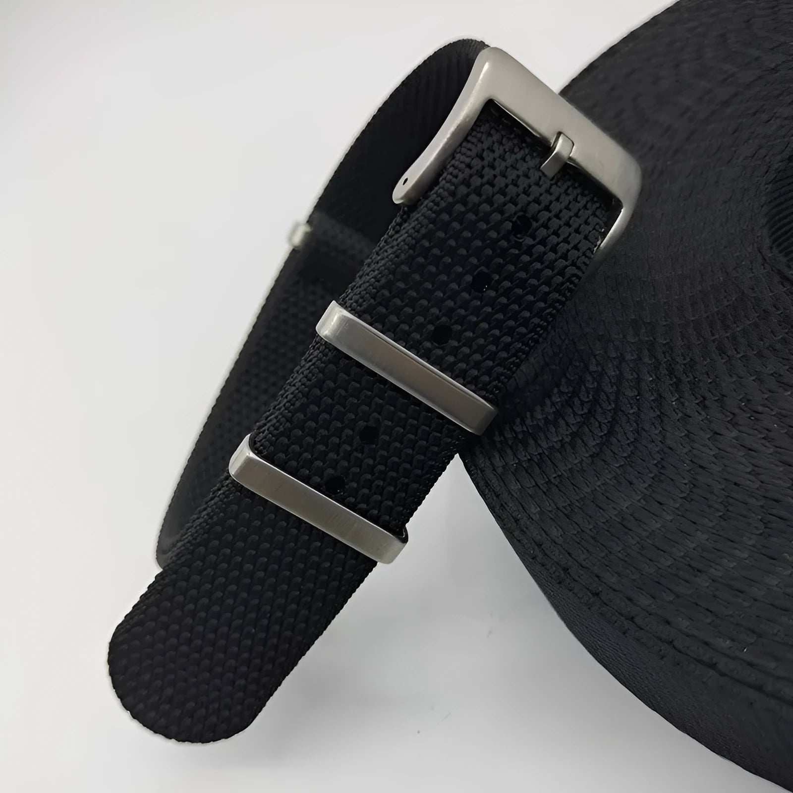 Nylon watch strap replacement band shown in multiple colour options for 20mm and 22mm watches.